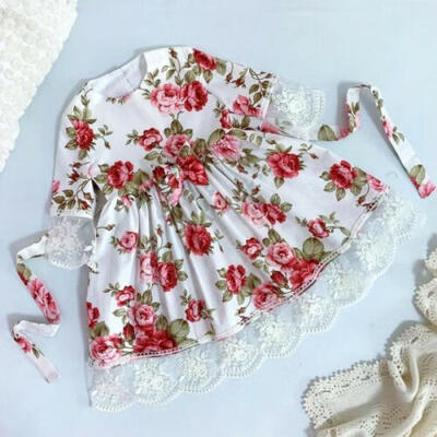 

Flower Baby Girls Toddler Princess Dress Lace Hem Party Wedding Dresses Sundress