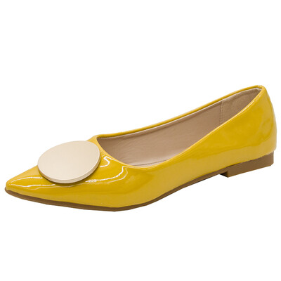 

Summer Korean version of Baitao Point Button Flat Bottom Bean Shoes Chic Fairy Wind Single Shoes Female Tide