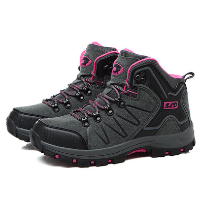 

High-top outdoor couple models hiking shoes real rubber outsole 8017