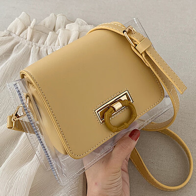 

North bag female 2019 spring&summer new fashion simple shoulder Messenger bag Korean style Joker transparent small square bag