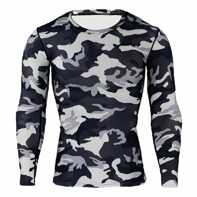 

Long-sleeved t-shirt mens running sports casual riding camouflage tights breathable quick-drying T-shirt compression clothing Lon