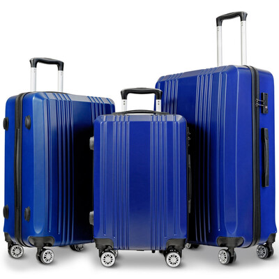 

GLOBALWAY 3Pc Luggage Set 20" 24" 28" Travel Suitcase w TSA Lock Spinner-Navy