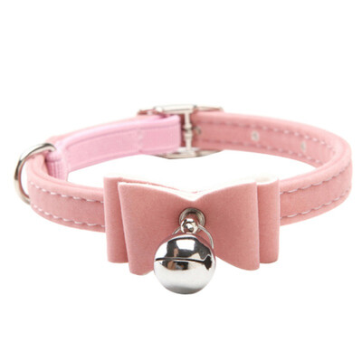 

Puppy Pet Dog Bowknot Lead Adjustable Leather PU Cat KittenCollars with Bell Necklace Pup Dog Collars Bow Tie