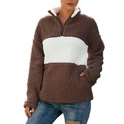 

Women Autumn Fashion Concise Casual All-match Keep Warm Color-blocked Long Sleeve