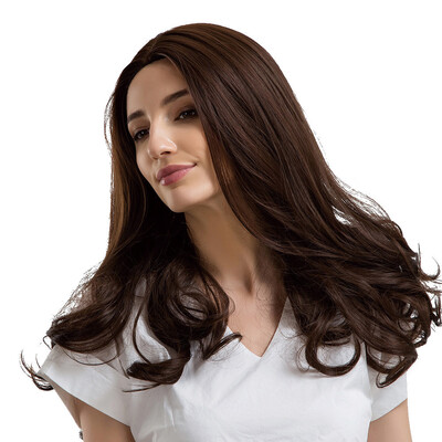 

〖Follure〗Fashion Brown Middle Parting Long Curly Hair Womens Daily Wigs