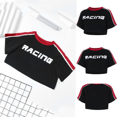 

Nomeni Womens Letter Stitching Straight O-Neck Leisure Short sleeve Summer