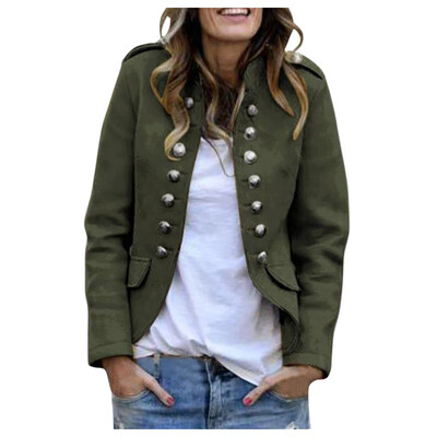 

Toponeto Womens Ladies Retro Button Pockets Bomber Jacket Casual Coat Outwear