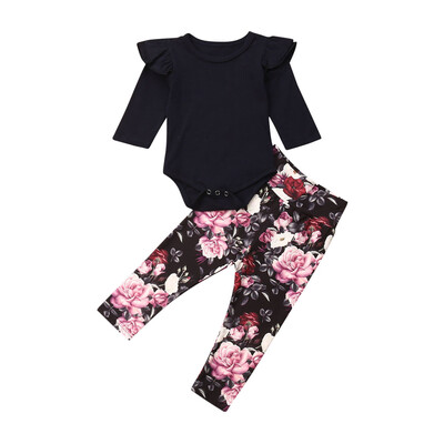 

Newborn Kids Baby Girls Outfits Floral Romper Bodysuit Jumpsuit Pants 2pcs Set