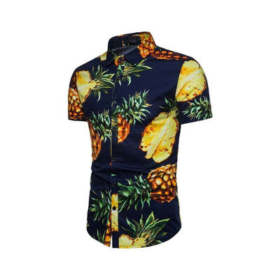 

Mens Pineapple Floral Print Shirts Tops Casual Short Sleeve Hawaiian Beach Shirt