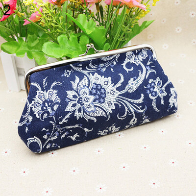 

Women Rectangle Canvas Agrafe Purse Wallet Card Holder Coin Clutch Handbag