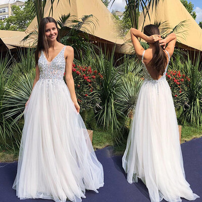 

〖Follure〗Women Sleeveless V Neck Wedding Dress Elegant Party Evening Slim Maxi Dresses