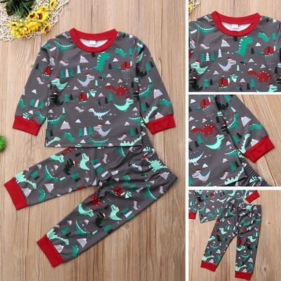 

Christmas Kids Baby Girl Boy Xmas Dinosaur Tops Long Pants 2PCS Outfits Clothes Set Pajamas 1-6T
