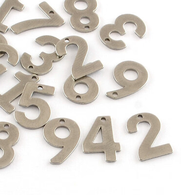 

304 Stainless Steel Number Charms Mixed 11x558x05mm Hole 1mm