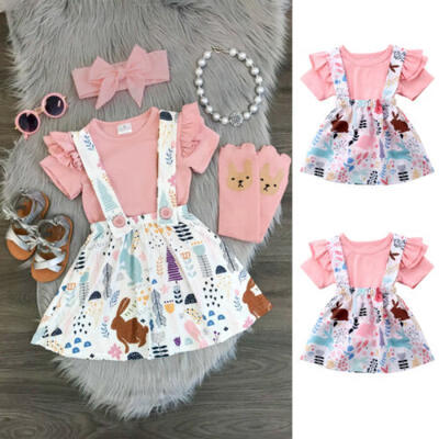 

Newborn Toddler Baby Girls Floral Short Sleeve TopsSkirt Princess Dresses 2Pcs