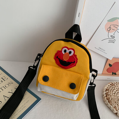 

Casual cute cartoon Sesame Street canvas bag female 2019 new simple&versatile fashion contrast color shoulder Messenger bag