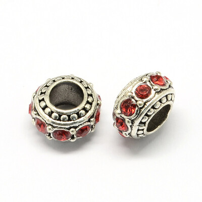 

Alloy Rhinestone European Beads Rondelle Large Hole Beads Hyacinth 11x7mm Hole 5mm