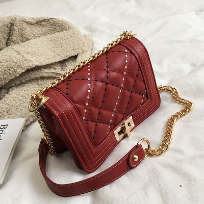 

Small fragrance bag female 2019 new wave Korean fashion casual lock buckle wild chain shoulder slung small square bag