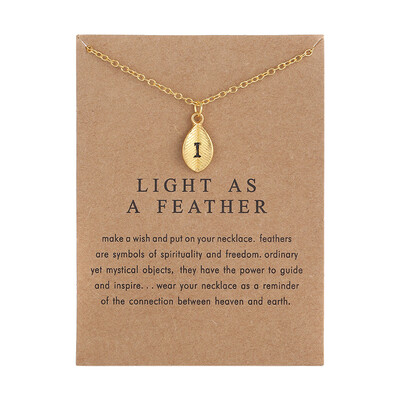 

New Arrived Leaves Light As A Feather Personality 26 English Letters Alphabet Necklace Alloy Pendant