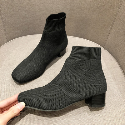 

Autumn socks boots fashion Joker thick martin boots ins knitted elastic thin boots short boots women tide