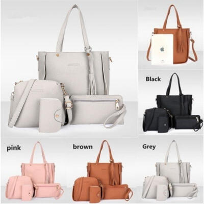 

Xmas Fashion 4pcs Women Leather Handbag Lady Shoulder Bags Tote Purse Messenger Satchel Set