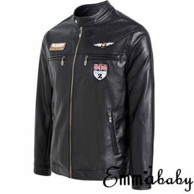 

Men&39s Fashion Button Collar Slim Leather Motorcycle Jacket Coat Outwear