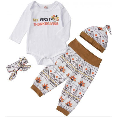 

Infant Baby Kids My First Thanksgiving Turkey Bodysuit Tops Pants Hat Clothes