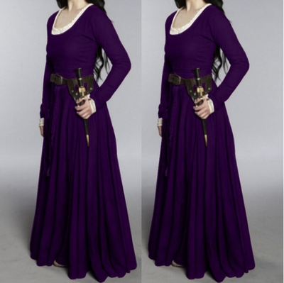 

Long sleeved dress with round collar