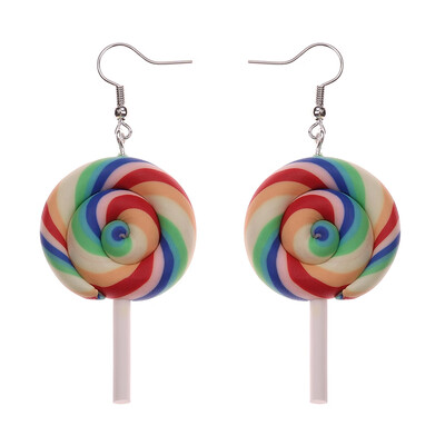 

Rainbow swirl Lollipop Earrings earring candy costume trendy Style woman girl Jewelry