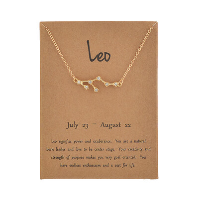 

Brown Card Fashion Jewelry Zodiac Crystal Star Sign 12 constellation Pendant Necklace For Women