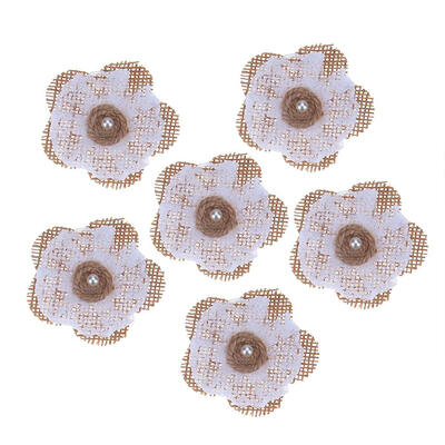 

6pcsSet Vintage Jute Hessian Flower Romance Burlap Wedding Party Decor