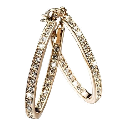 

Dazzling Women Rhinestone Inlaid Big Circle Hoop Earrings Party Banquet Jewelry