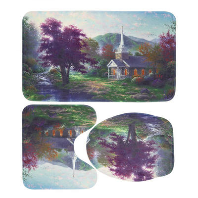 

Greensen 3pcs Flower Prints Pattern Bathroom Non-Slip Mats Shower Mats Set Toilet Mat U-shape Mat