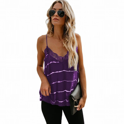 

Vest womens T-shirt summer V-neck sleeveless lace top