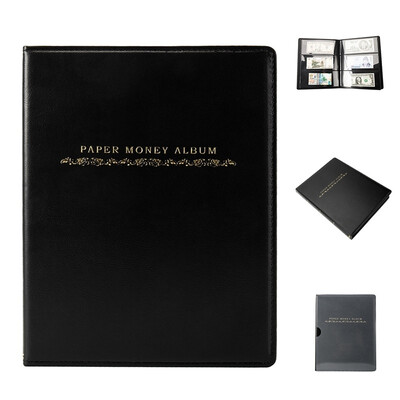 

60 Pockets Soft Leather Notebook Album Banknote Paper Money Collection Stamps Book Storage