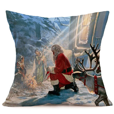 

〖Follure〗Merry Christmas Linen Pillow Cases Sofa Cushion Cover Home Decoration