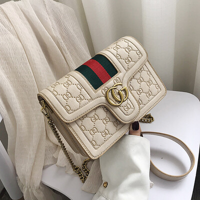 

Qiao Bani 2019 new European&American style fashion indentation ribbon chain PU flip bag shoulder diagonal trend handbags