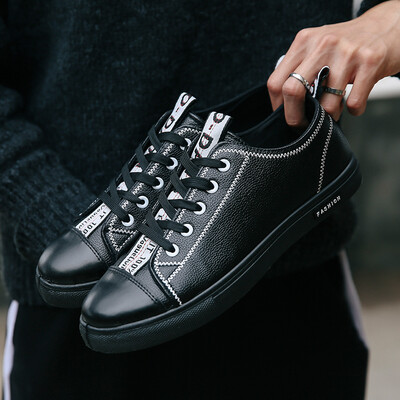 

2019 Summer Men Vulcanized Shoes Fashion Male PU Leather Sneakers Flats Breathable Casual Shoes Soft Comfotable Footwear Sneaker