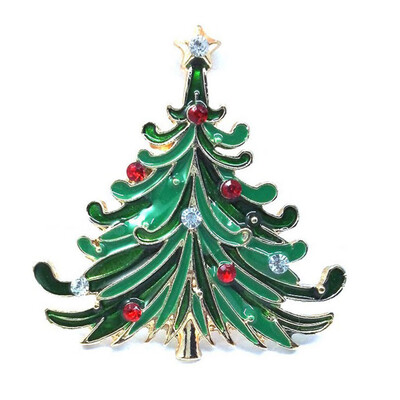 

2020 New Christmas Tree Deer Snowman Bell Brooch Pin Crystal Santa Claus Christmas Brooch Xmas Party Gift Jewelry