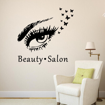

Gobestart Beauty Salon Eyes Silhouette Wall Sticker Decals Home Decor