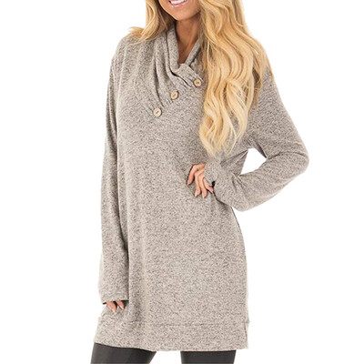 

Starmoon Womens Long Sleeve Pullover Sweatshirt Button Cowl Neck Casual Tunic Tops