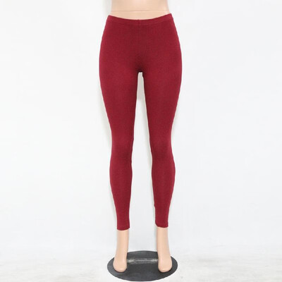 

New Women Cotton Leggings Solid Color Skinny Elastic Waist Stretchy Tights Bodycon Pants Trousers Jeggings