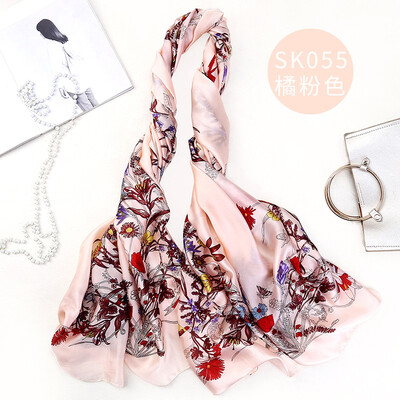

Spring&summer new elegant flower simulation silk scarf new silk satin print ladies sunscreen shawl scarf SK055