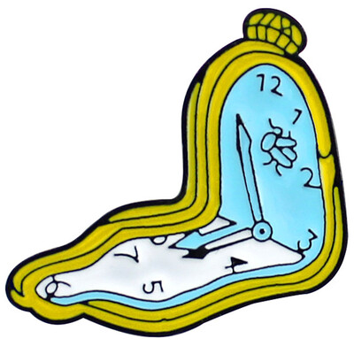 

Pretty Cartoon Design Clock Brooch Hour Hand Minute Hand One Time Pin Badge Friends And Kids Gifts