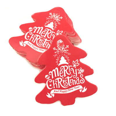 

New 100 Pcs Christmas Gift Candy Package Pendant Xmas Message Card Baking Tag