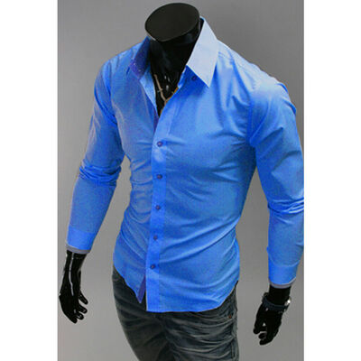 

Mens Long Sleeve Slim Fit Dress Shirt Business Work Luxury Formal Casual T-shirt