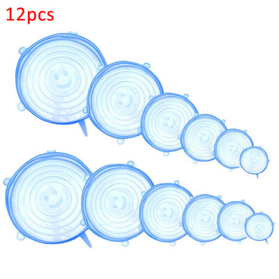 

12Pcs Smile Stretchy Kitchen Fridge Food Fresh-Keeping Bowl Cover Sealed Lid