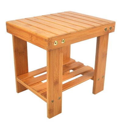 

Multfunctional Kids Bamboo Stepping Stool Bench Chair With Storage ShelfWood Color