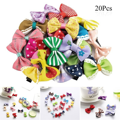 

20 PcsPack Mixed Colors Bowknot Dot Ribbon Hair Clip Hairpin Accessories Kids Baby Girls