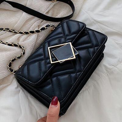 

2019 new wave Korean style embroidered line diamond chain small square bag fashion Joker shoulder Messenger bag