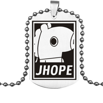 KPOP BTS Bangtan Boys Same paragraph Cartoon Avatar Printing Pendant Necklace Alloy Couple Necklace Best Gift for ARMY